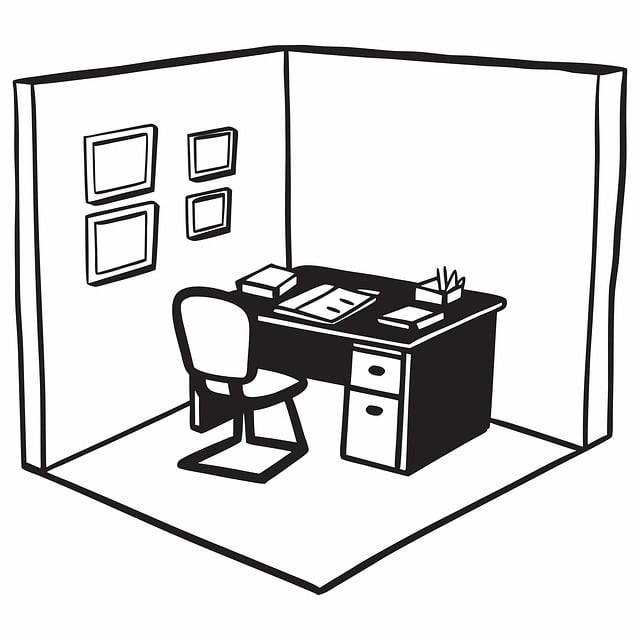 Free office hand-drawn sketch wooden desk vector