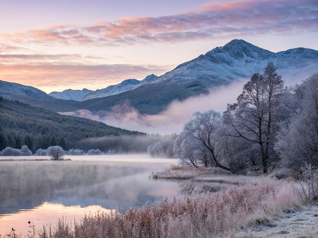 Lago, Inverno, Natureza, Neve, Nuvens