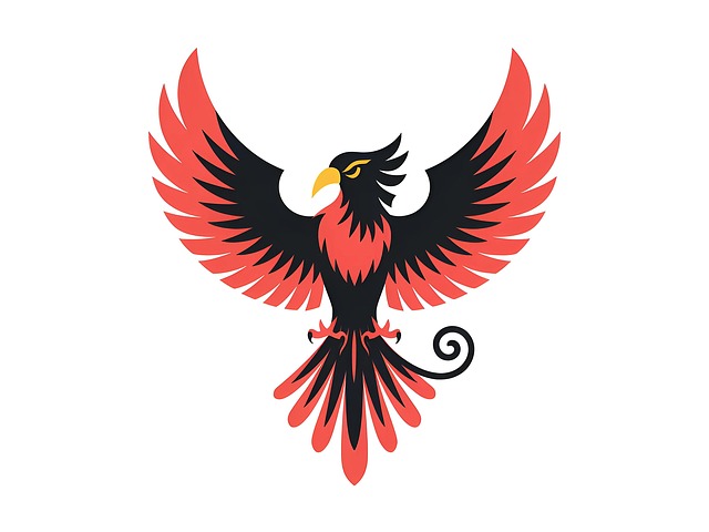 Free ai generated fiery phoenix red-black feathers illustration