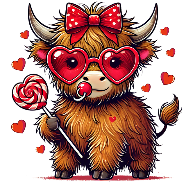 Free ai generated cute animal highland cow illustration