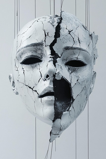 Free ai generated mask cracked illustration