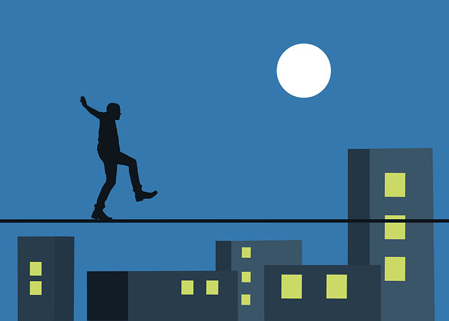 Free tightrope balancing walking vector