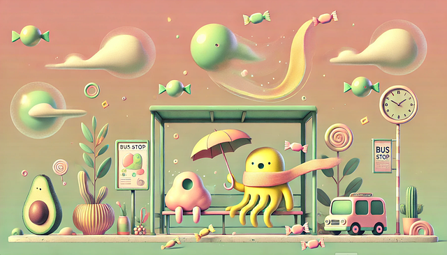 Free Candy-Themed Bus Stop illustration and picture