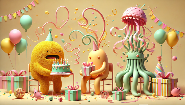 Free ai generated birthday party pastel art illustration
