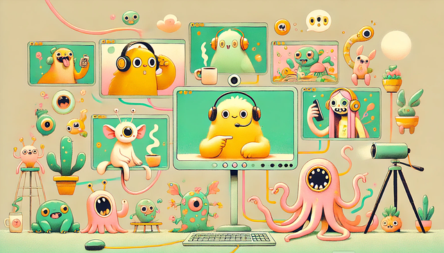 Free Virtual Meeting Whimsical Illustration illustration and picture
