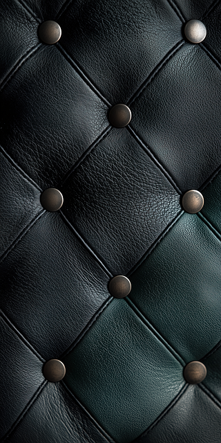 Free leather upholstery black and green leather metallic buttons illustration