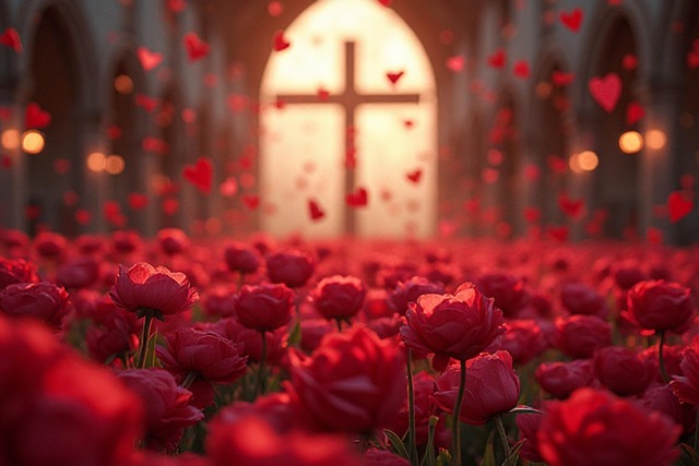 Free cross cathedral flowers illustration