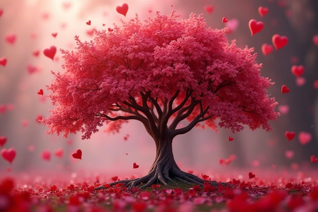 Free tree hearts valentine's day illustration