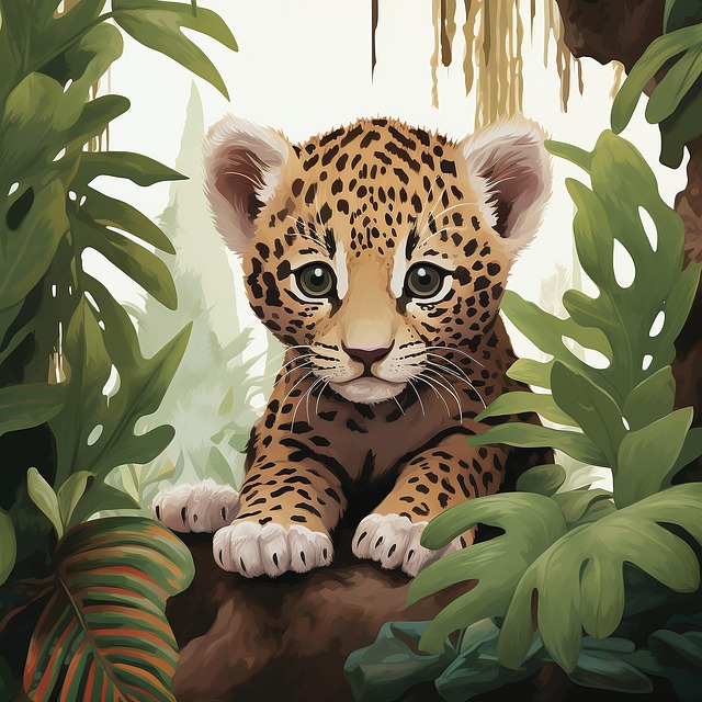 Free ai generated leopard cartoon illustration