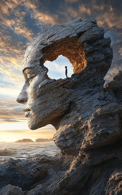 Free ai generated rock face illustration