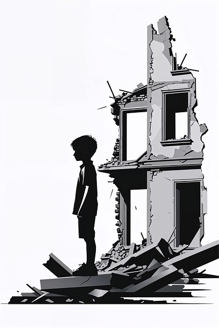 Free destruction boy traumatized illustration