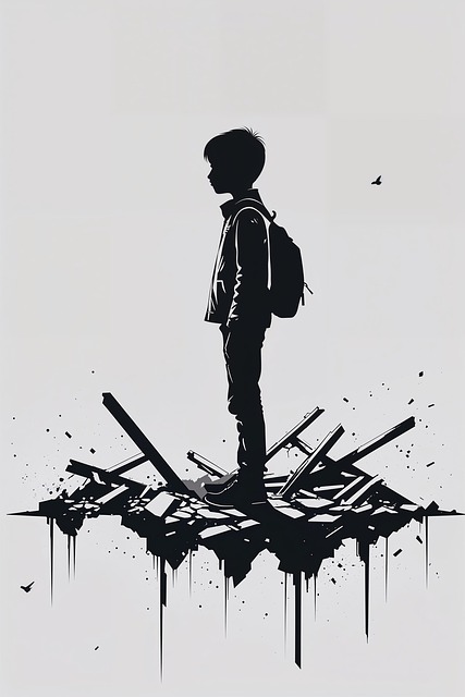 Free destruction boy traumatized illustration