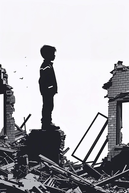 Free destruction boy traumatized illustration