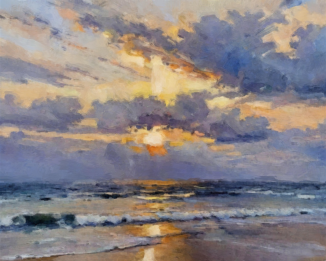 Download Painting Ocean Sunset Royalty Free Stock Illustration Image