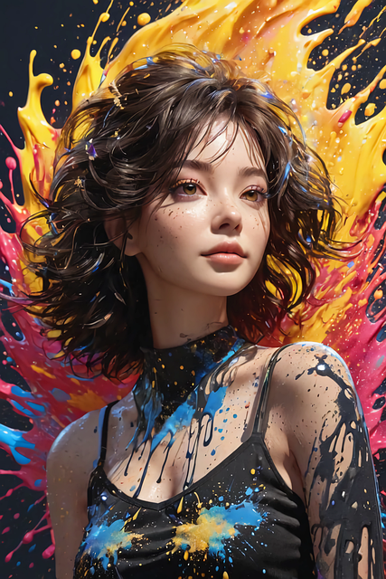 Download free HD stock image of Art Splatter Free art splatter woman illustration