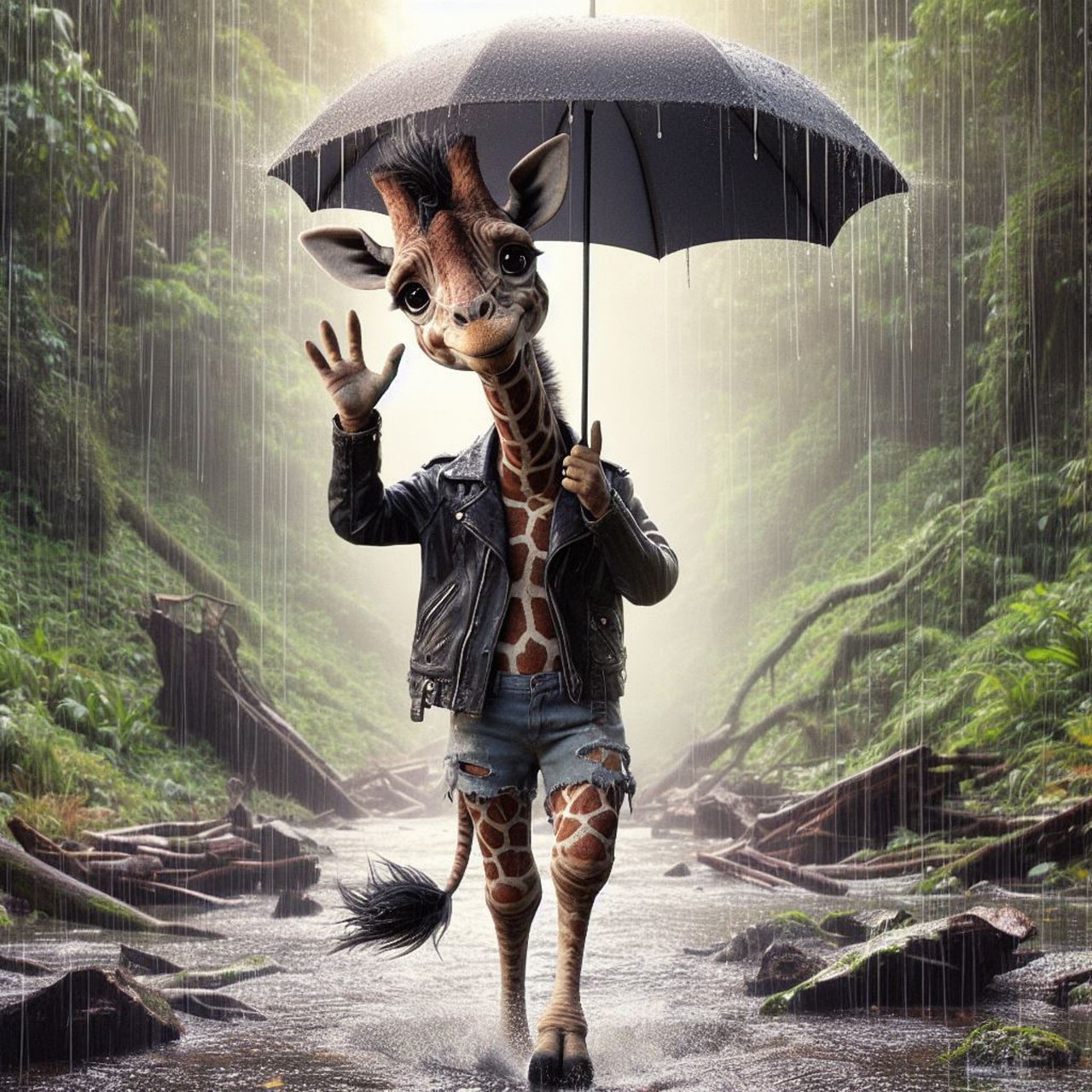 Download free HD stock image of Giraffe Greeting Free giraffe greeting forest illustration
