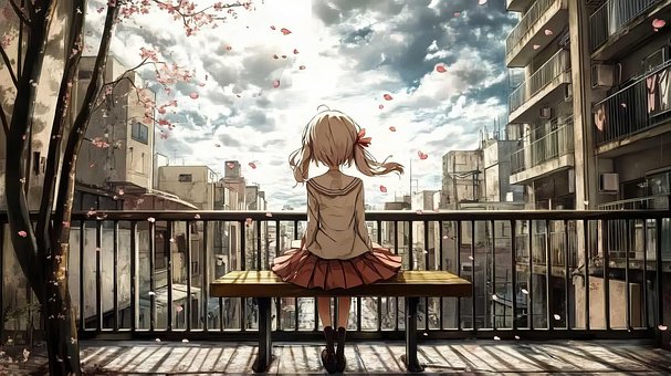 Free Girl Bench illustration and picture