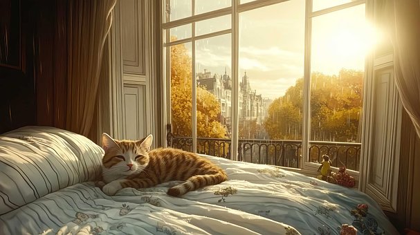 Free Cat Autumn illustration and picture
