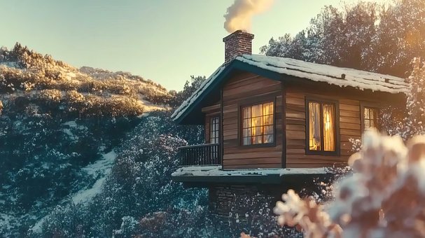 Free Cabin Mountains illustration and picture