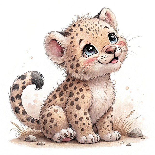 Free ai generated leopard cartoon illustration
