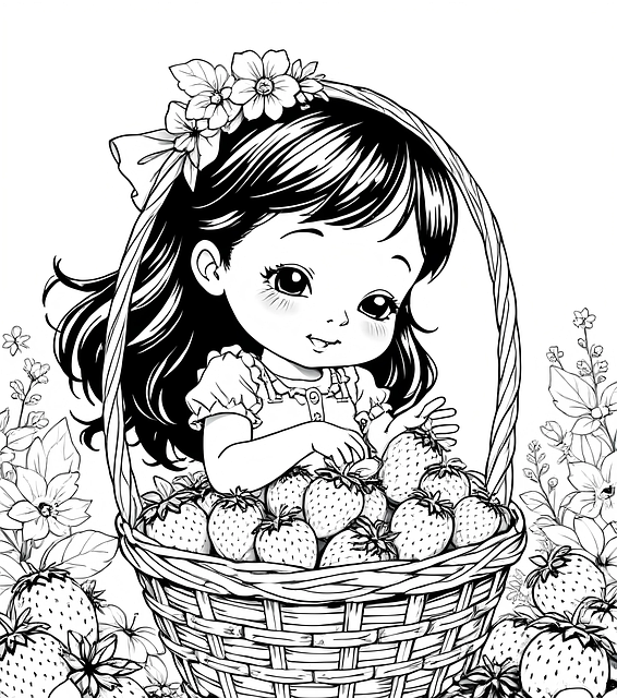 Free Girl Strawberries illustration and picture
