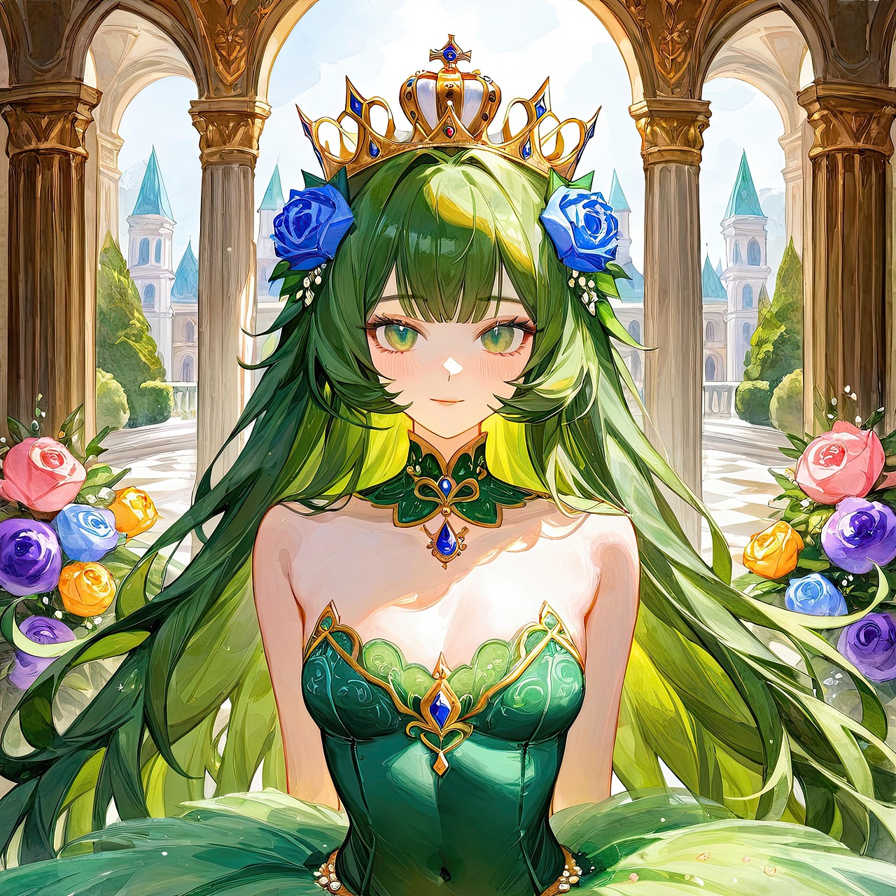 download-fantasy-princess-anime-art-elegant-dress-royalty-free-stock