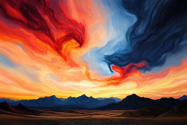Free ai generated sunset mountains illustration