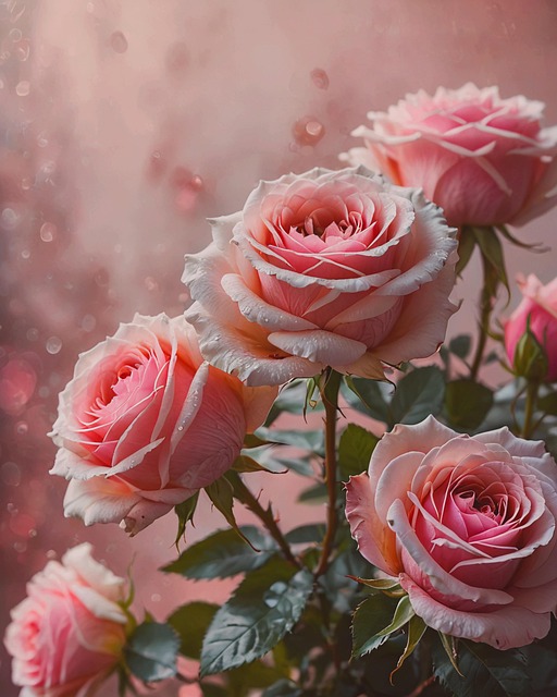 Free valentine's day pink roses illustration