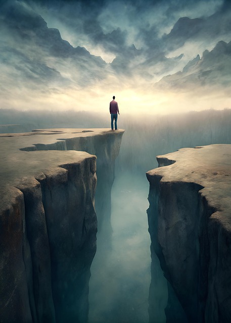 Free ai generated man mountains illustration