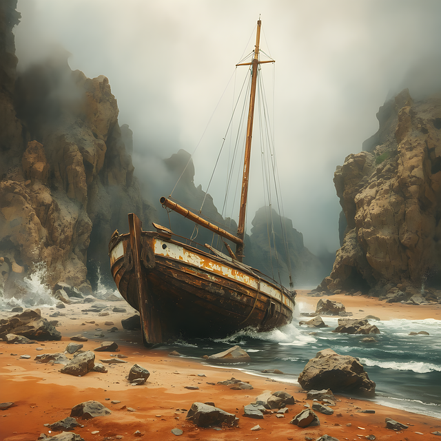 Download free HD stock image of Ai Generated Shipwreck Free ai generated shipwreck boat illustration