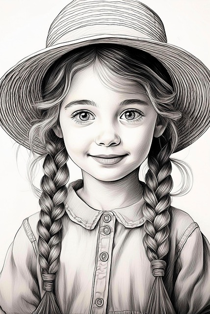 Free Little Girl Braiding illustration and picture