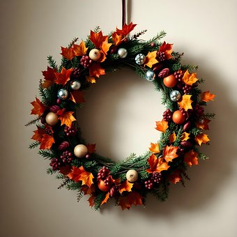 Natal, Guirlanda, Flores, Decoração