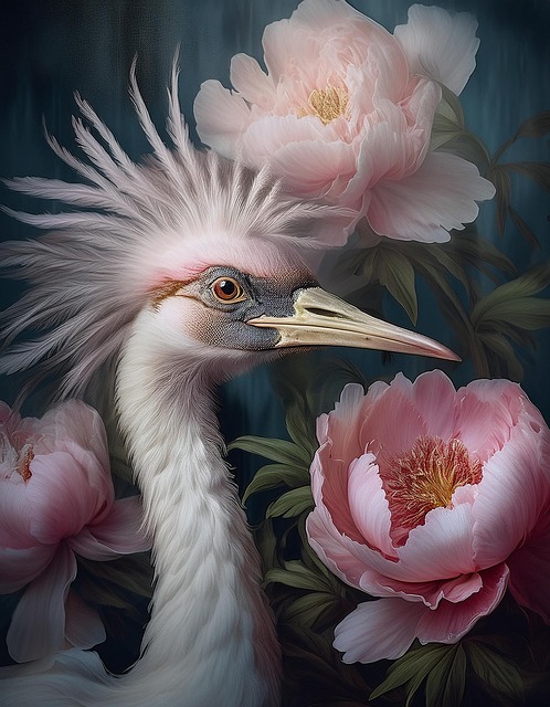 Free ai generated crane bird illustration