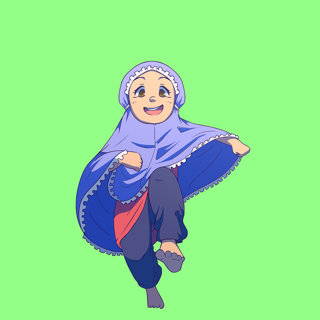 Free running girl hijab illustration