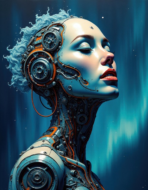 Free ai generated biomechanical luminous illustration