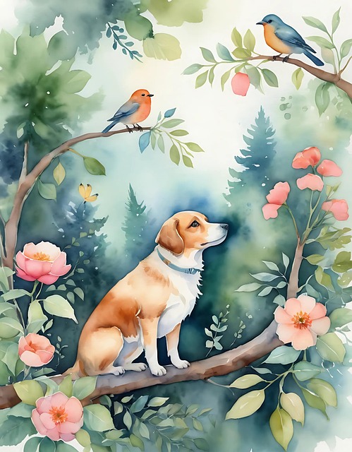 Free Dog Bird illustration and picture