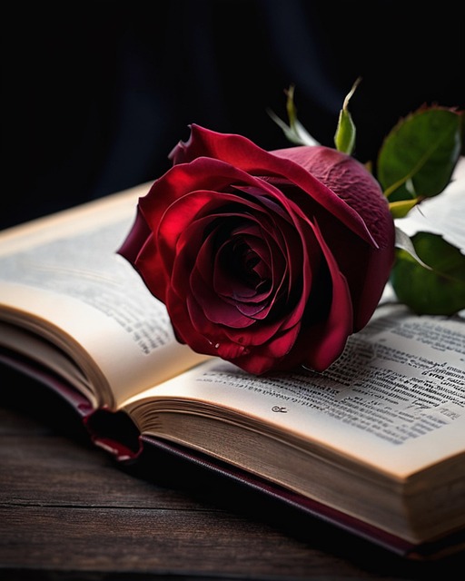 Free valentine's day book red rose illustration