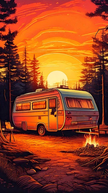 Free ai generated van camping van illustration