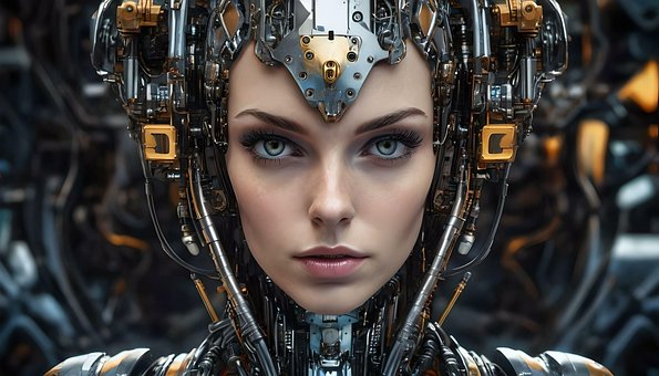 Ai Generiert, Frau, Roboter, Cyborg
