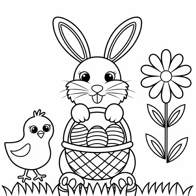 Free ai generated rabbit basket illustration