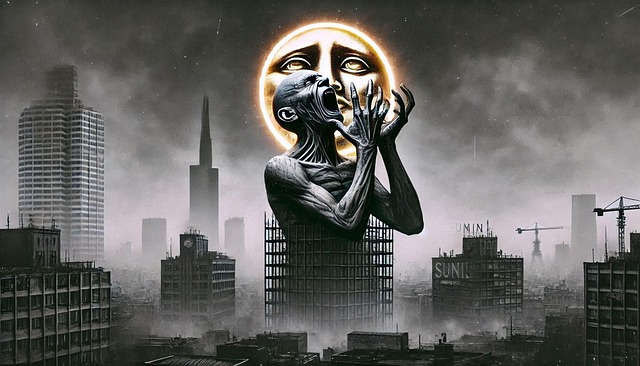 Free ai generated sun dystopian illustration