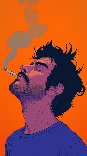 Free ai generated man smoking illustration