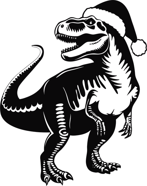 Free t-rex santa hat christmas vector