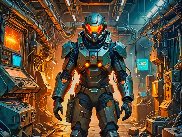 Free ai generated cyber soldier armor illustration