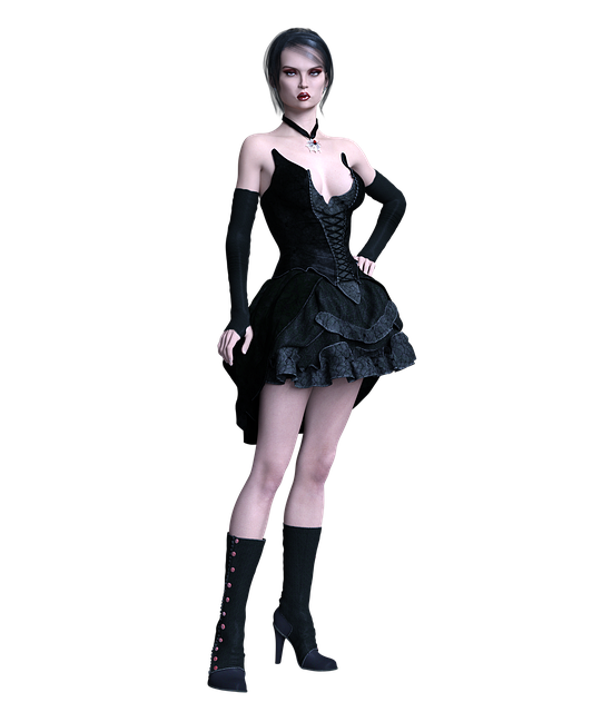 Free lady black dress boots illustration