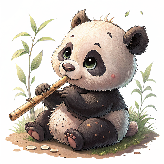 Free ai generated panda bamboo illustration