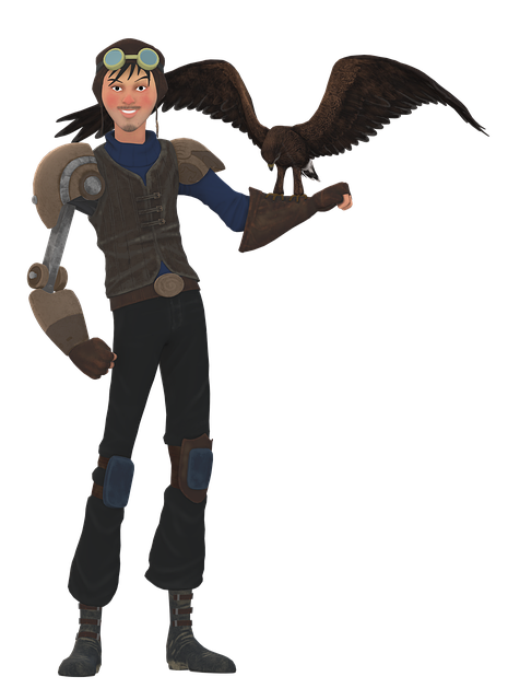 Free man falconry bird illustration