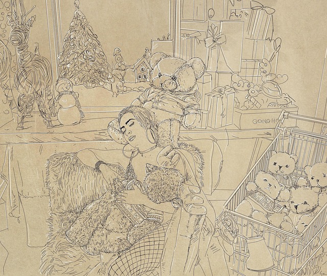 Free woman winter christmas illustration