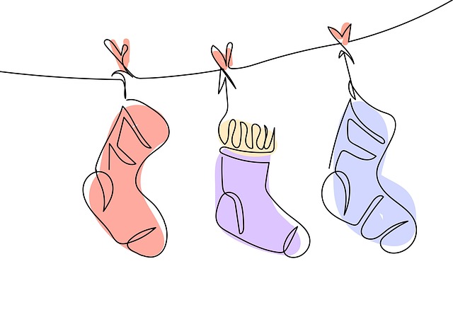 Free socks clothesline boho illustration