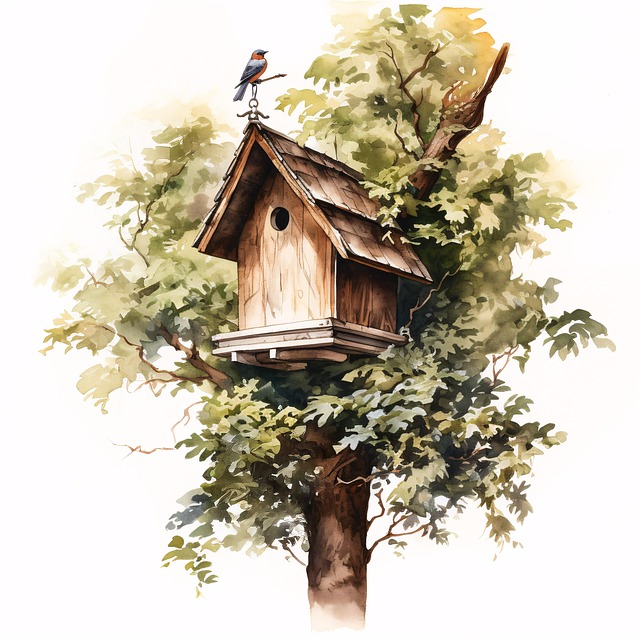 Free ai generated birdhouse tree illustration